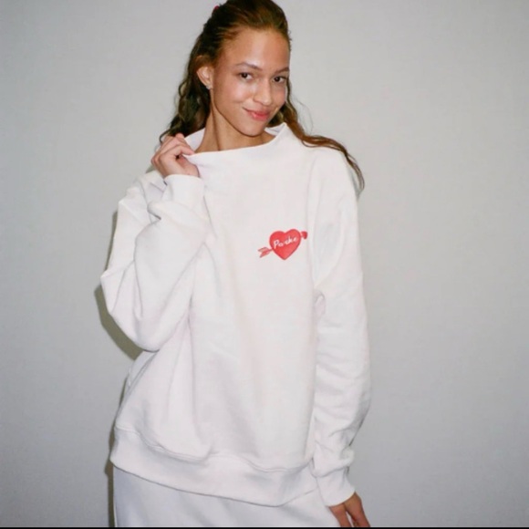Parke Sweaters - Parke Cupid Heart Arrow Mockneck Sweatshirt White Large